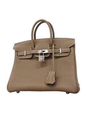 Hermes Sale Handbag Birkin 25 Togo Etoupe Silver